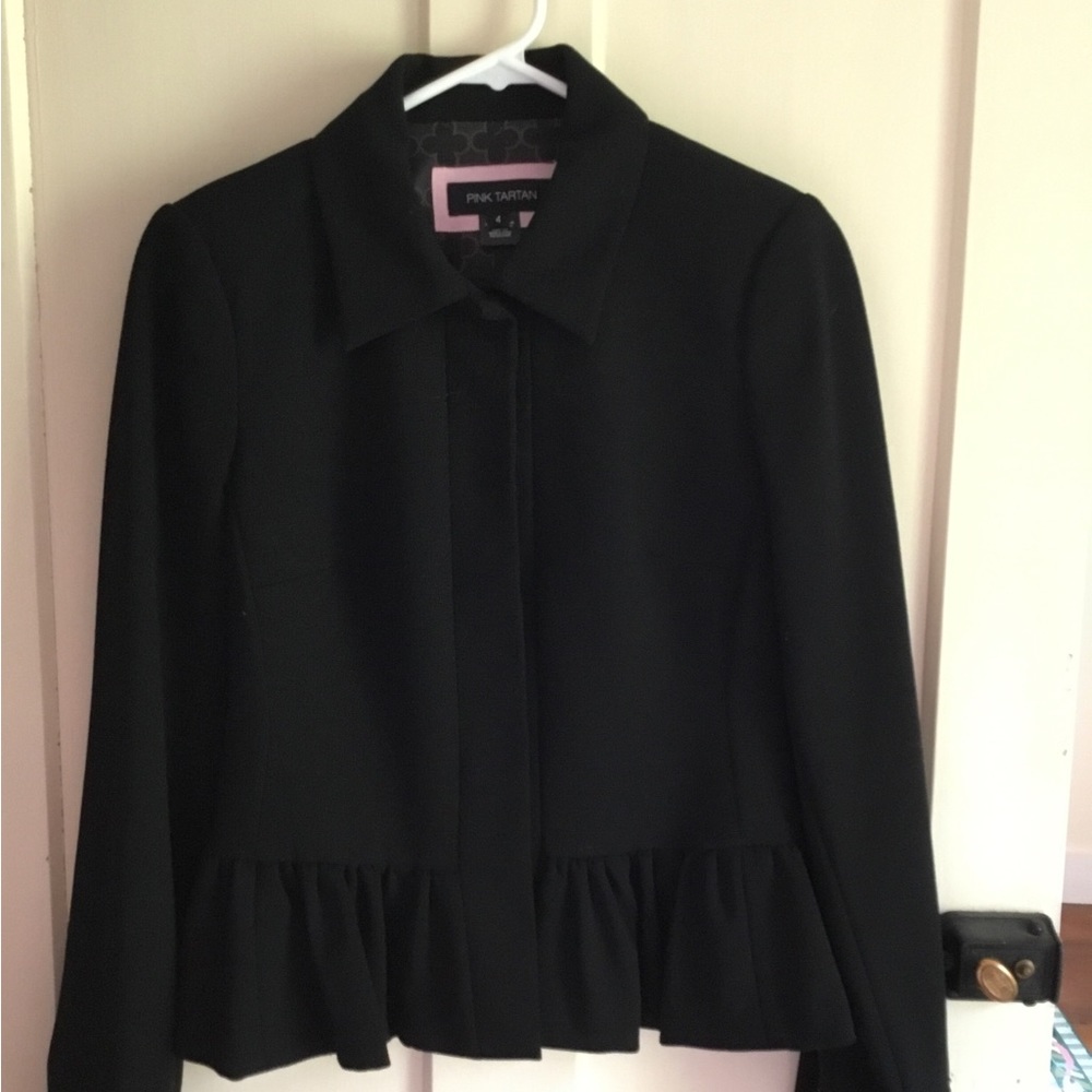 Pink Tartan Black Peplum Jacket
